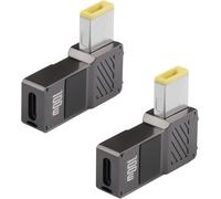 KALANKA-2pcs USB C vers Slim Tip convertisseur de Charge Adaptateur 100W 5a Type C Femelle pour Ordinateur Portable entrée à Angle Droit Slim Tip convertisseur de fiche rectangulaire(Bouche carrée)