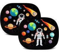 Kalanka-2x Pare-Soleil Autoadhésif - Protection Solaire Pour Enfants Bébé - Astronaut - Pare-Soleil Pour Vitres De Voiture - 44x36cm - Pare-Soleil Auto Y Compris Sacoche - Universelle