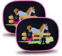 Kalanka-2x Pare-Soleil Autoadhésif - Protection Solaire Pour Enfants Bébé - Cheval Ferme - Pare-Soleil Pour Vitres De Voiture - 44x36cm - Pare-Soleil Auto Y Compris Sacoche - Universelle