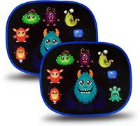 Kalanka-2x Pare-Soleil Autoadhésif - Protection Solaire Pour Enfants Bébé - Monstre - Pare-Soleil Pour Vitres De Voiture - 44x36cm - Pare-Soleil Auto Y Compris Sacoche - Universelle