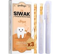Kalanka-3 Bâtons De Siwak + 3 Étuis De Protection - ¿¿¿¿ Miswak Brosse À Dents Ecologique - 100% Naturel Et Biodégradable - Hygiène Zéro-Déchets - Vegan