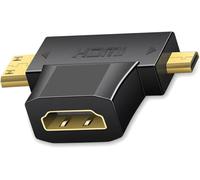 KALANKA-3-en-1 Mini + Micro HDMI Dual Adaptador - HDMI Femmina a Mini HD-MI Maschio + Micro HDM-I Maschio, 3D 1080p Full HD par Smartphone, Tablette e Fotocamera ecc.
