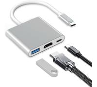 KALANKA-3-in-1 USB C HDMI Adapter, Light-Ning to HDMI Kabel HDMI Kabel für TV Adapter, USB C Auf HDMI, Multiport Digital AV mit 4K HDMI, USB-A 3.0, 3in1 Plug and Play HDMI USB C
