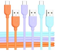 KALANKA-3 Pack Flexible USB A to USB C Cable with Fast Charging 3A - 1.8m (USB C to USB A Cable) in Multicolor, Compatible with iPhone 15/15 Pro/15 Plus, iPad Pro, Samsung Galaxy S23
