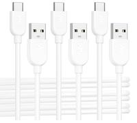 KALANKA-3 Pack Flexible USB A to USB C Cable with Quick Charge 3A - 3ft (USB C to USB A Cable) in White, Compatible with iPhone 15/15 Pro/15 Plus, iPad Pro, Samsung Galaxy S23