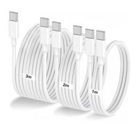 KALANKA-3 Pack USB-C to USB-C Cable 60W White 1M/2M/3M Fast Charging Cable for Apple MacBook Pro, iPad Pro, iPhone 15/15 pro, Samsung, Google Pixel, Fire Tablets, Kindle Paperwhite