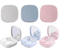 Kalanka-3 Piece Contact Lens Case With Clip, Mini Lens Case, Contact Lens Container, Contact Lens Travel Kit, Straw With Mirror, Portable, Easy To Carry, Suitable For Travelling