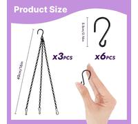 KALANKA-3 Pièces Chaînes de Suspension Métalliques pour Plantes, Chaîne de Pot de Fleurs à 3 Brins, Chaîne de Remplacement pour Pots de Fleurs, Cages à Oiseaux, Lanternes, Panneaux d'affichage, Ornem