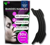 Kalanka-® 30 Bandes Nasales Anti Ronflement (Nasal Strips) Pour Mieux Respirer Et Stopper La Congestion Écarteur Nasal Adhésif Pour Sommeil Et Sport (Black - 30)