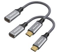 KALANKA-30 cm 2 Pack USB C Short Extension Cable, USB 3.2 Cable USB C Male to Female Supports 10Gbps Sync 100W Charge for MacBook Pro/Air, iPhone 15, Galaxy S24/S23/S22/S21, Pixel 8/7/6, Pad, Hub