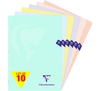 KALANKA-308162Cpack Un lot de 10 Cahiers Agrafés Mimesys PASTEL - A4 21x29,7 cm - 96 Pages Petits Carreaux - Papier Blanc 90 g - Couvertures Polypro Opaques Assorties Aléatoires
