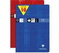 KALANKA-3168C Lot de 10 Cahiers Agrafés de Travaux Pratiques - A4 21x29,7 cm - 80 Pages Petits Carreaux 90 g et Unies 125 g - Couverture Carte Pelliculée - Couleurs Aléatoires