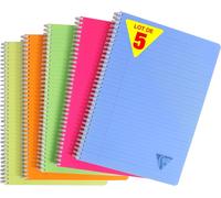 KALANKA-328146C Collection Linicolor Fresh Lot de 5 Cahiers à Spirale - A4 21x29,7 cm - 180 Pages Lignées avec Marge - Papier Blanc 90g - Couverture Polypro Transparent - Couleurs Aléatoires