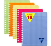 Kalanka-328715c Collection Linicolor Fresh Lot De 10 Cahiers À Spirale - 17x22 Cm - 100 Pages Grands Carreaux - Papier Blanc 90 G - Couverture Polypro Transparent - Couleurs Aléatoires
