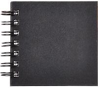 Kalanka-34237c Carnet Spiralé Goldline - 64 Feuilles Papier Dessin Blanc - 10x10 Cm 140g - Format Carré - Couverture Rigide Noire Imitation Toile