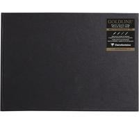 Kalanka-34244c Carnet Cousu Goldline - 64 Feuilles Papier Dessin Blanc - A4 21x29,7 Cm 140g - Format Paysage - Couverture Rigide Noire Imitation Toile