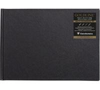 Kalanka-34246c Carnet Cousu Goldline - 64 Feuilles Papier Dessin Blanc - A5 14,8x21 Cm 140g - Format Paysage - Couverture Rigide Noire Imitation Toile