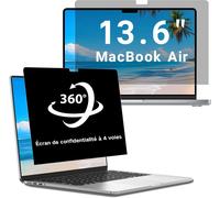 KALANKA-360° Filtre de Confidentialité pour MacBook Air 13,6 Pouces (2022-2025,M2/M3/M4), Protecteur d'écran Anti-Espion Anti-Lumière Bleue, Antireflet Filtre Ecran Confidentialité Portable