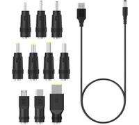 KALANKA-3A USB to DC Cable 1 m with 10 DC Adapters for Mains Charger 5.5 x 2.1 mm DC Barrel Jack Universal Power Socket Converter for Laptop, Router etc