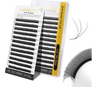 Kalanka-3d W Cils Préfait Bouquet Forme W Volume Préfabriqués Finis Tissage En Éventail Avec Long Manche Auto-Éventails Naturel Cils Pré-Éventails Clover Lash Cluster Noir Mat (0.07mm Dd Curl 8mm)