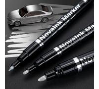Kalanka-3pcs Silver Liquid Mirror Chrome Markers Permanent Art Liquid Chrome Marker Set, Reflective Gloss Metallic Mirror Markers, Repair Paint Pen For Model Metal Plastic Glass Diy Craft (0.7/1/3mm)