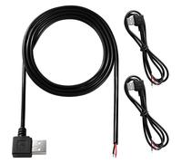 KALANKA-3pcs USB 2.0 USB-A 90 Degree Male 2 Pin Bare Wire Open End Cable 1m 5V 3A 22AWG 2 Cores To Open End Cable
