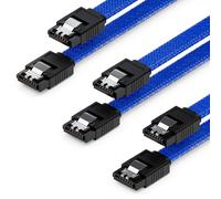 KALANKA-3x 50cm SATA 3 Nylon Câble Set Câbles de Donnés 6 Gbit/s Câbles de Branchement Carte Mère Disque dur HDD SSD 2 Connecteurs S-ATA Droits Bleu