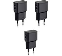 KALANKA-3X Double Chargeur USB 12W / 2400mA Pro Series Alimentation Universelle adaptée pour téléphone Portable, Batterie Externe et Enceinte Bluetooth (90°, Double Sortie USB) Noir