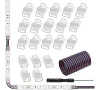 Kalanka-4 Broches 8 Mm Led Strip Connecteur Kit-15pcs Clear Gapless Led Strip Pour Câbler Connecteur Rapide,5pcs Gapless Led Strip Pour Décaper Whit 16.4ft Câble D¿Extension Pour 3528 5050rgb Lumière