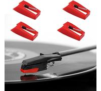 KALANKA-4 Pack Pointe de Lecture Aiguille Tourne Disque Universel Platine, Aiguille Diamant de Remplacement, Vinyle Aiguilles pour Platine Diamant pour Tourne Disque Vinyle, Aiguilles Tourne Disque