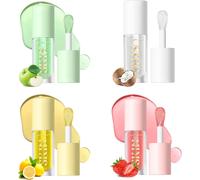 Kalanka-4-Pcs Fruity Baume À Lèvres Lip Gloss Hydratant Effet Repulpant, Cadeau De Rouge À Lèvres Liquide Brillant Pour Longue Tenue