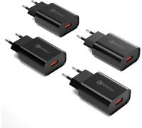 KALANKA-4 Pi¿¿ces Chargeur Prise USB, 18W Quick Charge 3.0 Chargeur Rapide Alimentation 6V/3A Secteur pour Samsung Galaxy S23/S22/S21/S20/S10/S9/S8/A&M s¿¿rie, iPhone, iPad, Huawei, Xiaomi, HTC, LG
