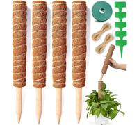 KALANKA-4 Pièces 30cm Plantes grimpantes Poteau, Tuteur Plante,Tuteur Coco, Poteau De Coco, Bâton De Coco pour La Maison Jardin Plante Grimpantes Extension De Support De Plante