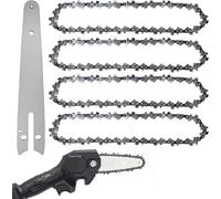 KALANKA-4 Pièces Chaîne de Tronçonneuse, 6"" Chaînes Tronçonneuses avec Guide-Chaîne de 18,5cm, Pas de 1/4"" Low-Profile, Epaisseur de Maillon 0,04"" (1,1mm), 37 Maillons, pour Coupe du Bois, Elagage