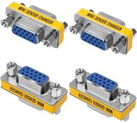 KALANKA-4 Pièces Connecteur Adaptateur de coupleur Femelle à Femelle 15 Broches,coupleur HDB15 15 Broches VGA SVGA Adaptateur Changeur HDB15