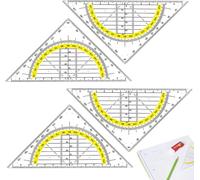 Kalanka-4 Pièces Équerre Géométrique, Équerre Géométrique,Équerre Aristo Rigide, Triangles De Géométrie Transparent, Triangle Plastique Transparent À Dessine