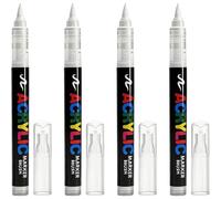 Kalanka-4 Pièces Marqueurs Textiles Blancs Lavables En Machine, Feutres Textiles Permanents, Stylo Textile Indélébile, Marqueur Blanc Indélébile Avec Pointe Souple 1-6mm Pour Peinture Personnalisée S