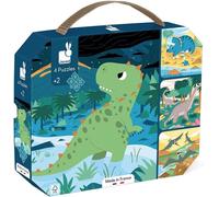 KALANKA-- 4 Puzzles Dinosaures - Puzzle Enfant Evolutif de 6 à 16 Pièces - Développe Patience et Dextérité - Fabriqué en France - Jeu Educatif dès 24 Mois,J02541