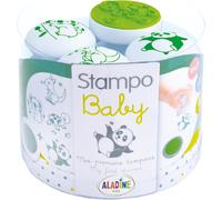 KALANKA-- 4 Tampons Animaux avec Encreur, Stampo Baby, Activité Manuelle Enfant 2 Ans Bébé, Encre Lavable, Faciles à Manipuler, Cadeau Loisir Créatif, Dès 18 Mois, 03817, Vert