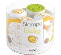 KALANKA-- 4 Tampons Animaux de la Savane avec Encreur, Stampo Baby, Activité Manuelle Enfant 2 Ans Bébé, Encre Lavable, Faciles à Manipuler, Cadeau Loisir Créatif, Dès 18 Mois, 3803