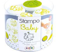 KALANKA-- 4 Tampons Animaux Familiers avec Encreur, Chien Chat, Stampo Baby, Cadeau Enfant 2 Ans, Bébé, Encre Lavable & Faciles à Manipuler, Dès 18 Mois, 03801, Vert