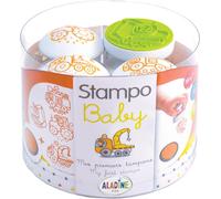 KALANKA-- 4 Tampons Véhicules avec Encreur - Tampons Bébé Enfant 2 & 3 ans - Stampo Baby Engins - Encre Lavable - Tracteur Camion Pompier Construction Cadeau - Dès 18 mois - 03808