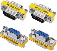 KALANKA-4 x Connecteur Adaptateur de coupleur mâle à Femelle 15 Broches,coupleur HDB15 15 Broches VGA SVGA Adaptateur Changeur HDB15