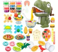 KALANKA-42 PCS Accessoires Pâte à Modeler Enfants Jouet Creatives Outils, Dinosaure Coffret Pate a Modeler Pasta Machine, Kitchen Creation Clay Kit 3 Ans Cadeau Anniversaire Fille Garçon