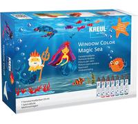 KALANKA-42940 - Window Color Set Magic Sea pour Enfants, 7 x 80 ML peintures pour fenêtres, Set Complet avec des Couleurs Brillantes dans Un Stylo et des modèles de Motifs