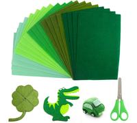 Kalanka-45 Pièces Feutrine Verte, Polyester Feutrine Loisir Creatif, 20 X 30cm Tissu En Feutre, Souple Feuilles De Feutre Avec 1 Paire De Ciseaux Pour L'artisanat Projets (Gamme Verte)