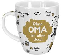 Kalanka-45135 Mug Imprimé Ohne Oma Ist Alles Doof Présentoir À Gâteau En Porcelaine Multicolore 9,5 X 9,5 X 11 Cm