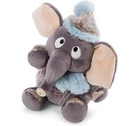 KALANKA-47273 35 cm \u2013 Peluches pour filles, garçons et bébés animal moelleux à câliner et pour jouer \u2013 Éléphants doudous de la collection hiver, gris/bleu \u2013 Cadeaux enfants