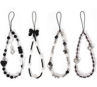 Kalanka-4pcs Breloques De Téléphone En Perles De Cristal, Dragonne De Téléphone Portable Cordon De Téléphone Perlé Breloques De Téléphone Bracelet Porte-Clés Pour Femme Appareil Photo Clé Sachet À Ma