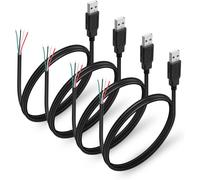 KALANKA-4pcs USB 2.0 Male Plug 4 Pin Bare Wire USB Power Data Cable DIY Pigtail Cable for USB Equipment Installed or Replacement DIY Repair Cable